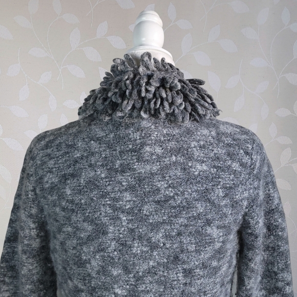 Nine West Cozy Wool Blend Loop Knit Hook Front Longline Cardigan Marled Gray Med - Picture 11 of 16